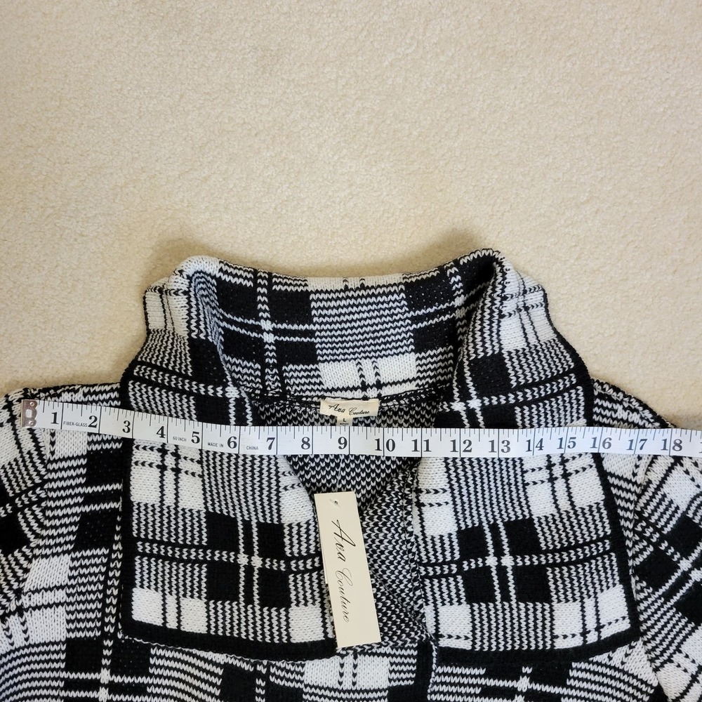 Ava Couture Wrap Sweater NWT Women Large Shall Collar Acrylic Black White Chunky - Picture 5 of 12